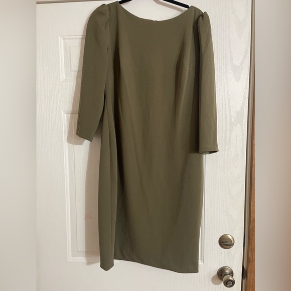 Olive Green Calvin Klein Dress Size 14 - Picture 4 of 10